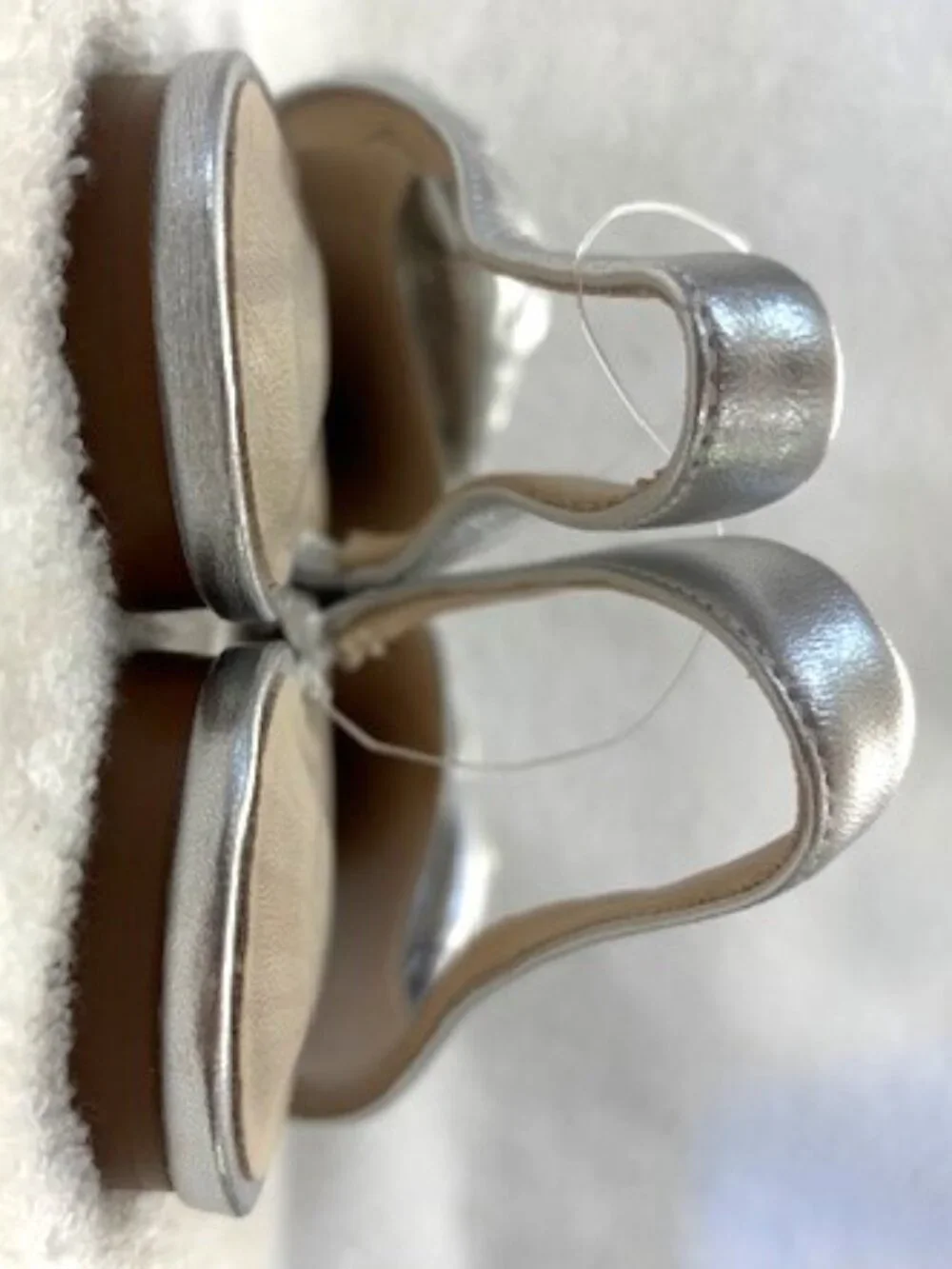 Yosi Samra matte silver metallic leather Violet Half d'Orsay Slingback Flats